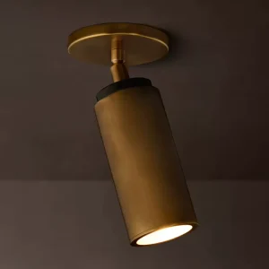 Brass Cylinder LED Spotlight Nordic Contemporary Luxury Closet Wardrobe Foyer Lobby Surface Mounted Adjustable Ceiling Fixture