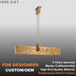 Brass Linear Pendant Light Crossed Chandelier for Living Room Dining Kitchen UL Standard 110V