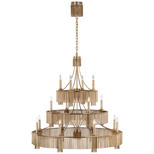 Brass Tassel Pendant Light 50 Three Tier Chandelier for Home Decoration