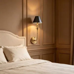 Brass Wall Sconce Black Metal Shade Modern Indoor Wall Lamp Surface Mounted Bedroom Living Room Bathroom Vanity Home Decor