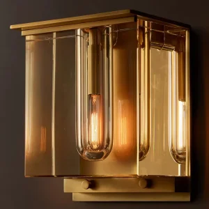 Brass and K9 Glass Wall Sconce Indoor Outdoor Waterproof Lighting Fixture for Villa Doorway Hotel Bathroom Wholesaler Custom