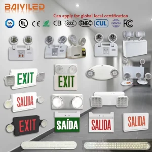 Bright Rechargeable Lithium Double Headed LED Emergency Light with 3H Emergency Wall Mount for Indoor Outdoor Use