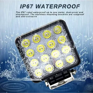 Bright Square Spotlight 4 Inch Square 16 Chips DC10 30V 48W 3000Lm LED Work Lights Car Lighting
