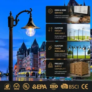 Bulk Order European Vintage Outdoor Waterproof Garden Street Light Luxury Aluminium Post Lamp for Villa Hotel Project