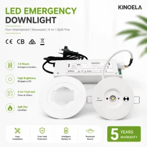 CB CE SAA AS2293 Certified Emergency Light Downlight High Lumens LiFePO4 Battery 3 Hours Dual Lens LED Rechargeable Manual Test