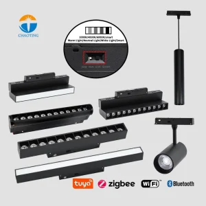 CCT Dial Adjustable 48V DC Magnetic LED Track Lighting Lamp System Dimmable Linear Spot Flood Wall Washer Fixture for Commercial