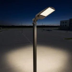 CCT & Power Selectable LED Area Light Fixture ETL DLC 5.1 140LPW Slip Fitter LED Shoebox Parking Lot Pole Light With Photocell