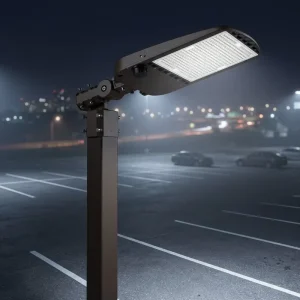 CCT and Power Selectable 140W LED Area Light Fixture ETL DLC Slip Fitter LED Shoebox Parking Lot Pole Light With Photocell