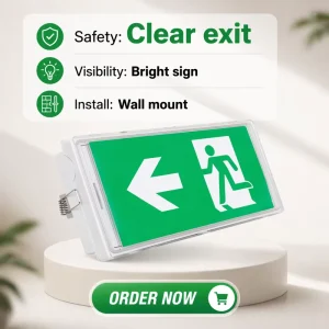 CE Certified IP65 LED Emergency Light Ceiling Recessed Mount LiFePO4 Battery 180 Min Sign for Damp Locations Europe Market