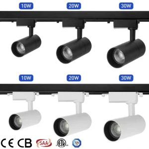 CE ETL SAA 10W 20W 30W Black White LED Track Spot Light 220V Industrial Ceiling Aluminium COB Shop Track Lighting