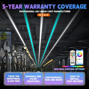 CE LED Linear Light Modern Chandelier Office Lighting Hanging Shop Lights Barbershop Meeting Room Square Black Tuya Zigbee