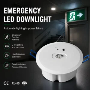 CE ROHS Approved Ceiling Mounted LED Emergency Light Rechargeable Battery Backup Fire Safety Lamp for Hotel Hospital