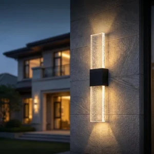 CE RoHS 3000K Metal Base Wall Mounted Exterior Doorway Patio Courtyard IP65 Rainproof Crystal Wall Lamp