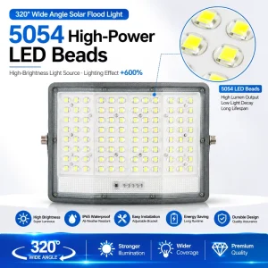 CE RoHS Certified Four-Sided 320° Wide Angle Solar LED Flood Light Time Control for Dusk-to-Dawn Outdoor Solar Flood Lights