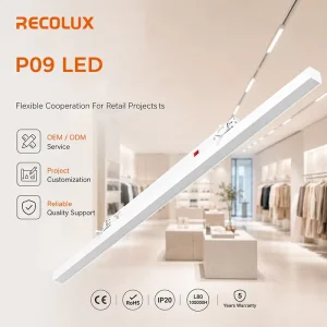 CE RoHS LED Linear Track Light IP20 Aluminum Commercial Fixture With 5 Year Warranty for Shops Lighting