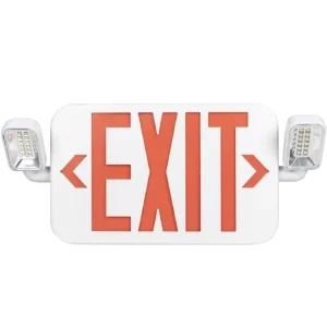 CEC Title20 NFPA OSHA Compliant All in One Fire Combo Emergency Exit Sign with Twin Adjustable LED Lamps for Outdoor Use