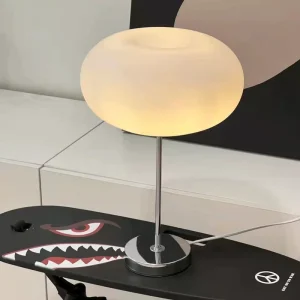 CHUSE White Glass Desk Lamp Bedside LED Table Lamps for Bedroom