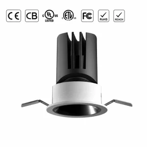 COB LED Downlight UGR17 Deep Recessed Anti glare 12W Dimmable Aluminum Ceiling Light for Hotel Office Commercial Lighting