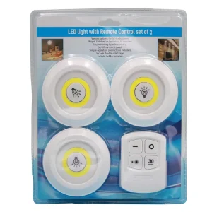 COB LED Puck Light With Remote Control Under Cabinet Light Wireless Battery Operated Tap Push Light
