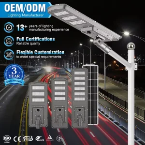 COVEDA New Highend Ip65 Remote Control 80Ah 100Ah All in One 300W 400W 600W Outdoor Integrate Led Solar Street Light