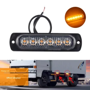 Car 6 LED Grille Light Red Blue Decorative Side Lights Ultra Thin Motorcycle Warning Strobe Lights 12V OLIVER Universal Fit
