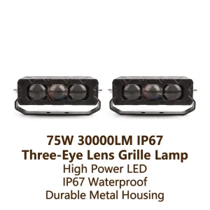 Car Accessories Laser Grille Lights 75W 30000LM 3 Lens Bi Led Projector Lens Grille Light Bi Led Projector Lens