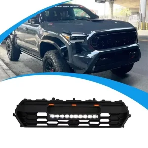 Car Front Mesh Grille for Toyota Tacoma Automotive Grille with Integrated LED Light Bar and Letter Emblem Modification Kit