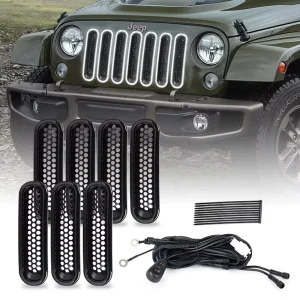 Car Light Accessories White Daytime Running Light for Jeep Wrangler JK JKU LED Grille Light Bar
