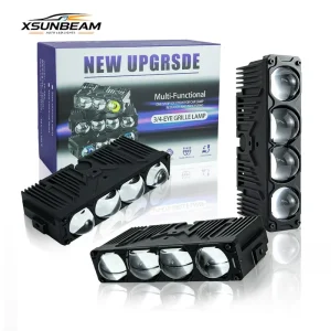 Car Light High Power 110W Four Eyed Grille Spotlights 6500K Three Color Switch 11000LM IP67 Waterproof Glass Projector Lens