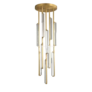 Cascading Multi Light Crystal Chandelier Luxury Brass Solid Crystal Bar Pendant Wall Sconce Series for Stairs Villa Hotel