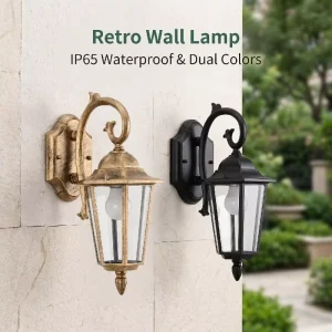 Casting Rust Proof European Vintage Carved Wall Lamp Waterproof Dual Color Clear Prismatic Glass for Engineering Bulk Order