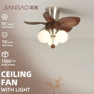 Ceiling Fan Light With 3 Globe Glass Bulbs Walnut Small Lamp Mid Century Decor for Interior Designer Bedroom Restroom