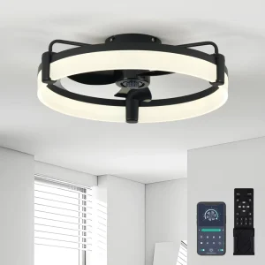 Ceiling Fan Light with Remote App Control Low Profile Smart LED Fan for Bedroom Living Room