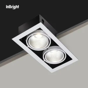 Ceiling Grille LED Spotlight 2x10W 2x20W 2x30W Double Head Adjustable Multiple Spot Light