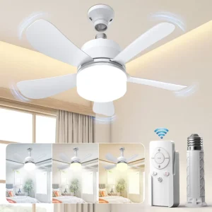 Ceiling Led Fan Light Moving Head Intelligent Dimming Fan Bulb Home Decor 360 Rotating Remote Control E27 Ceiling Fan