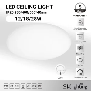 Ceiling Light LED Modern 12W 18W 28W Bedroom Kitchen Light Panel Light Recessed Round Aluminum LED Ceiling Light for Living Room