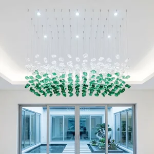 Ceiling Pendant Light Large Project High Ceiling Hanging Decoration Modern Art Unique Glass Stone Chandelier