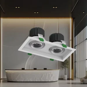 Ceramic Boutique Square Adjustable Recessed Grille Spotlight for Pottery Tableware Showcase Accent Lamp
