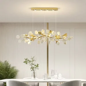 Ceramic Tree Leaf Chandelier Art Pendant Lighting for Living Room Restaurant Lobby Sales Office Stairwell Store Decoration