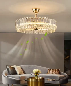 Chandelier Modern Simple Design Pendant Light Luxury Living Room Decorative Crystal Light Ceiling Fan LED with Light