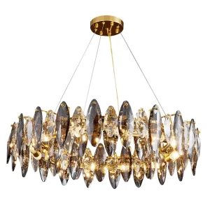 Chandeliers & Pendant Lights Round Glass LED Pendant Light Chandelier for Living Room Gray Luxury Crystal Lamp Hanging Light