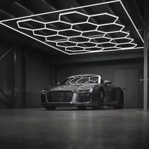 China Factory 14 Hexagon Lighting for Auto Showroom Car Shop Honeycomb Lights for Parking Garage Luminaires Exhibited
