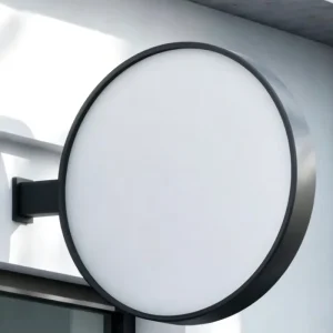 China Factory Double Side Luminous Round Custom Advertising Light Box Wall Sign Iron Frame Acrylic Sign