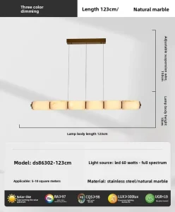 China Imported Gold Rectangular Cloud Stone Restaurant Chandelier Light Luxury Designer Style Long Bar Villa Tea Room Island