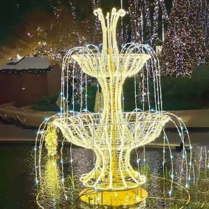 China Manufacturer LED PVC Custom 3D Fountain Motif Multi Color Dimmable Waterproof IP65 Outdoor Landscape Lights