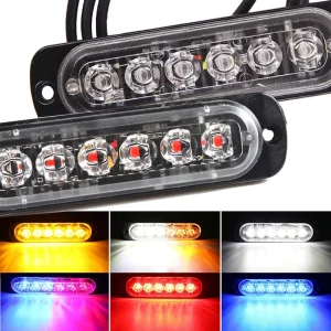 China Manufacturer Led Grille Light DC 12V 24V Strobe Warning Light Colorful Yellow Red Blue Green Amber Color 6 Led for toyota