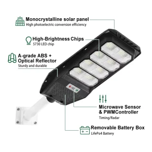 China Oem Factory 100W 300W ABS IP65 LED Remote Control Highway Commercial Solar Street Light