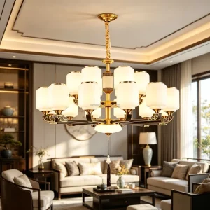 Chinese Chandelier LED Glass Pendant Light for Living Room Ceiling Pendant Light for Home Hotel Decoration