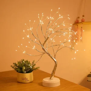 Christmas Bonsai Tree Lighted Copper Wire Night Lights Battery USB Cherry Blossom Table Tree Lamp for Wedding Party Decoration
