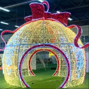 Christmas Halloween Landscape Street Decoration 3D Illuminated Giant Ball Shaped Ornament Arch Motif Lights for Shopping Malls